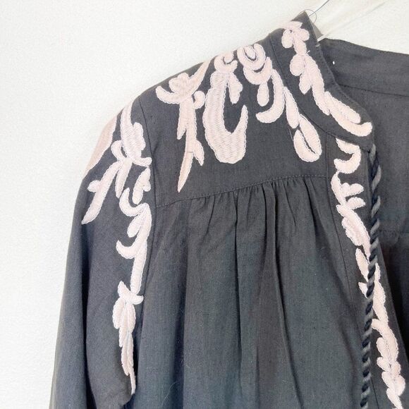 Raga Embroidered Mini Long Sleeve Grey Dress Cotton Small NWT - Picture 5 of 10